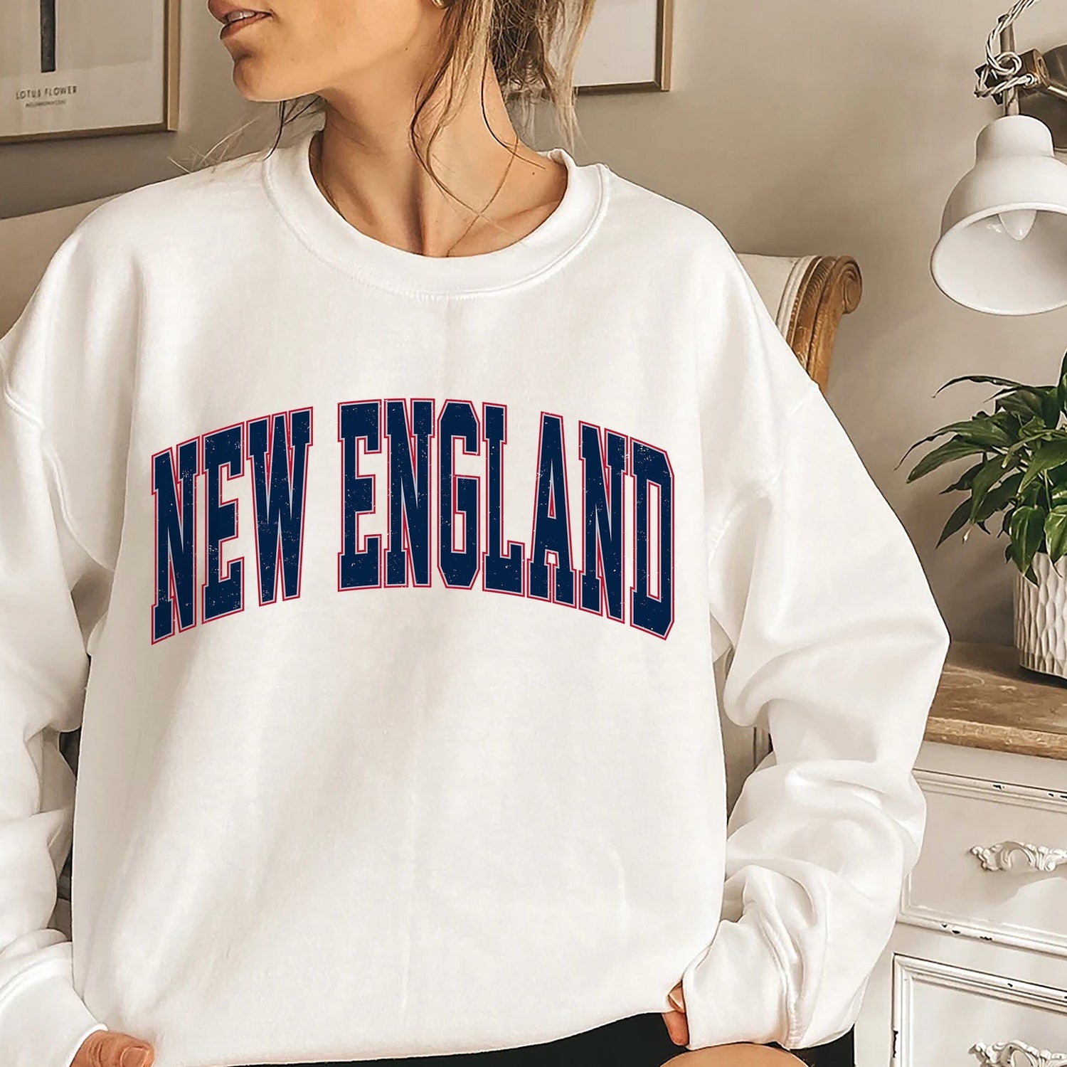 Women's New England Football Crewneck, New England Retro Football Sweatshirt, New England Football Gift, New England Football Sweater