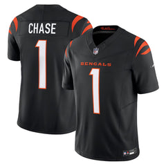 A black and orange football jersey with the name "Chase" and the number "1" printed on it.