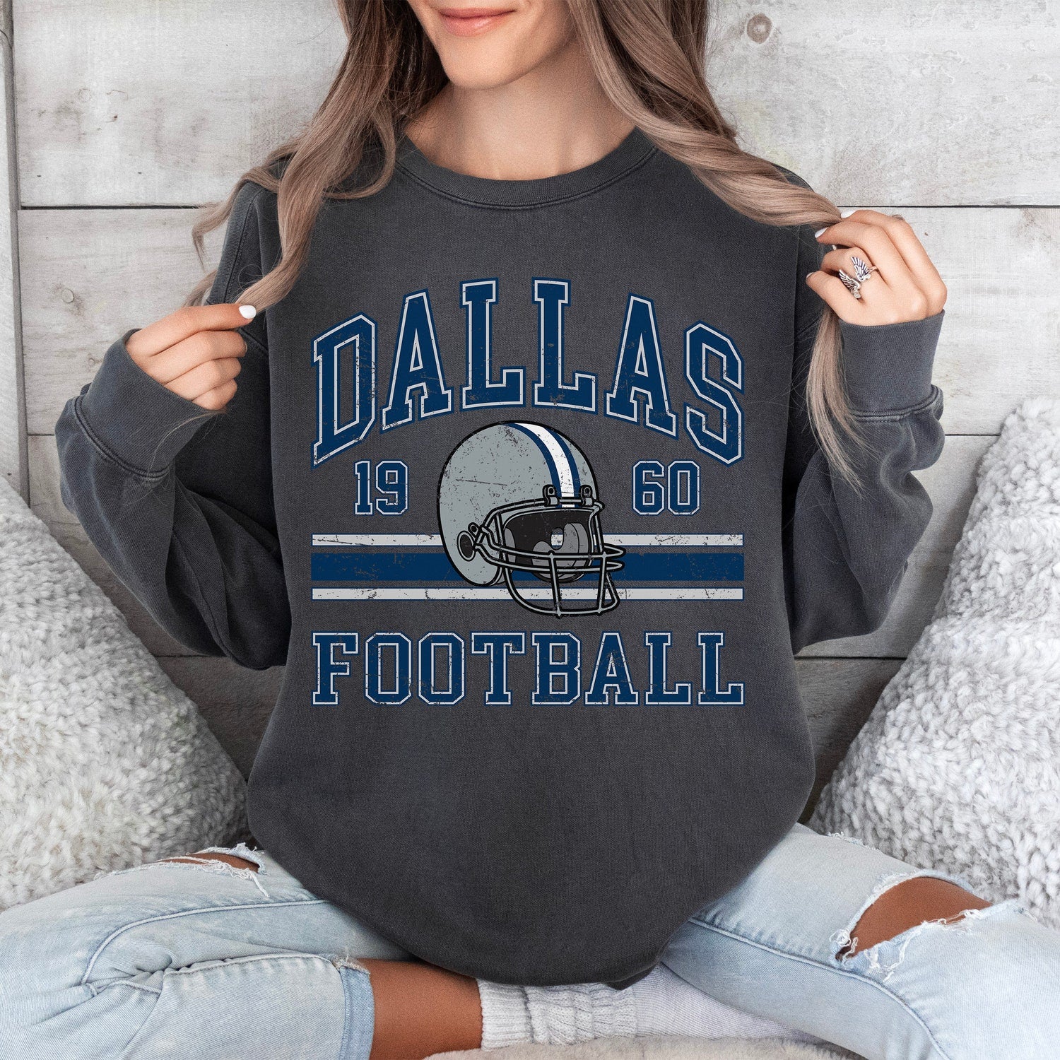 Dallas Football Sweater For Him, Dallas Football Women's Gift, Dallas Football Retro Men's Crewneck, Vintage Dallas Sweatshirt For Women