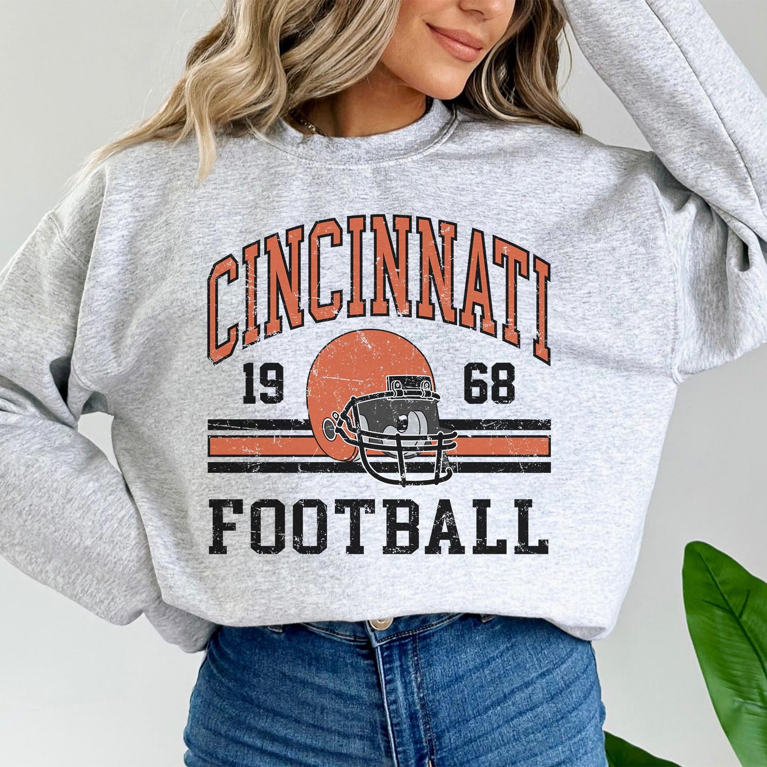 Vintage Cincinnati Sweatshirt For Him, Cincinnati Football Gift For Women, Retro Cincinnati Football Sweater, Cincinnati Football Crewneck