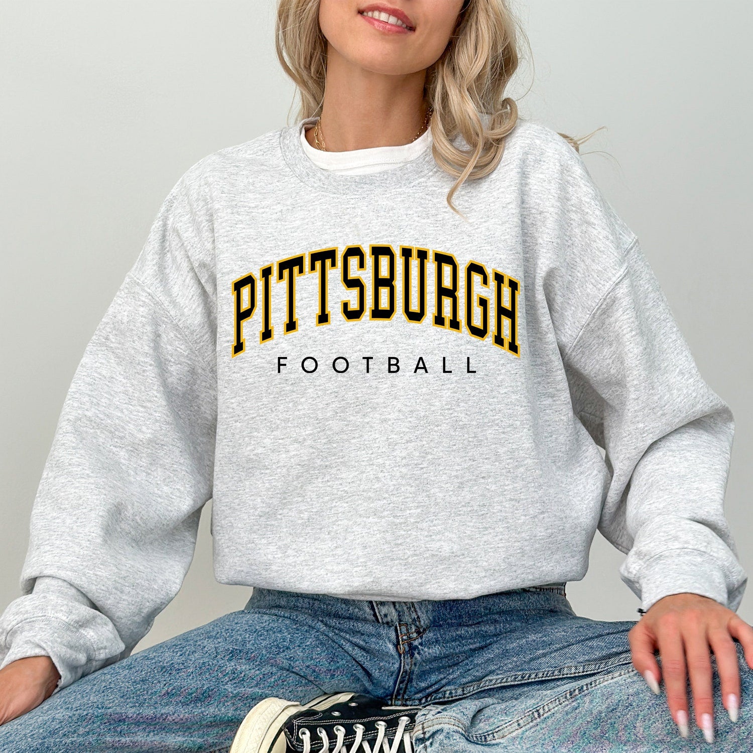 Retro Pittsburgh Football Sweater, Pittsburgh Football Vintage Crewneck, Pittsburgh Men's Sweatshirt, Pittsburgh Football Gift For Her