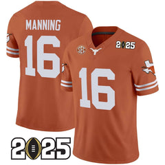 T.Longhorns Burnt Orange Football Jersey #16 Arch Manning Style 2025
